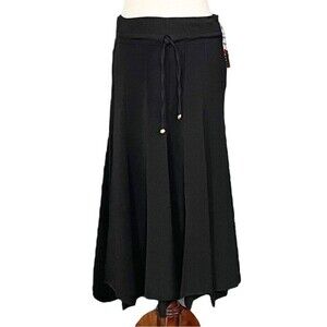NWT Vintage Loehmann’s Juliet Italy Midi Skirt Black Asymmetric Hem Size Medium